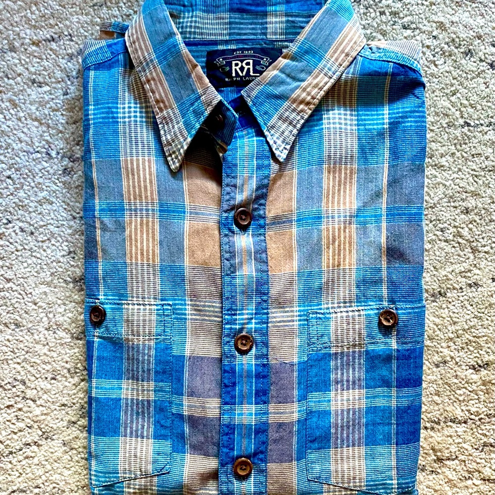 Ralph Lauren RRL / Double Rl short sleeve shirt Size - S, , plaid , Blue/tan